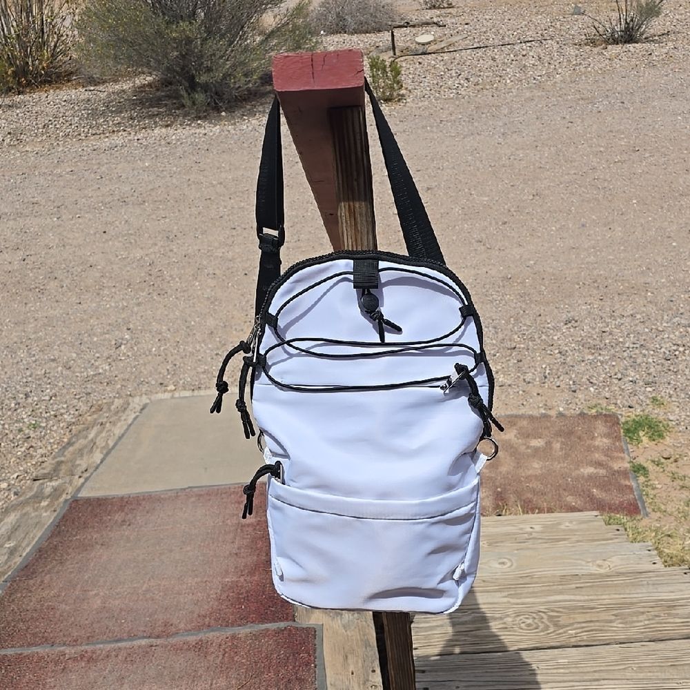 White and Black Men's Backpack Bag